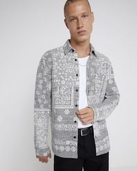 River Island - Stone Textured Paisley Shirt - Lyst