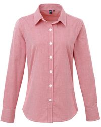 PREMIER - Ladies Microcheck Long Sleeve Shirt Cotton - Lyst