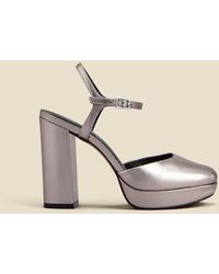 Sosandar - Cici Pewter Leather Platform Block Heel - Lyst