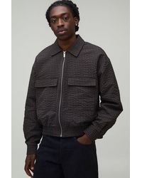 BoohooMAN - Boxy Fit Textured Check Harrington Jacket - Lyst