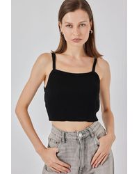 Bigdart - Square Collar Ribbed Knit Crop Top - Lyst