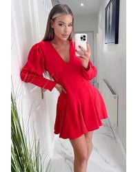 AX Paris - V-Neck Long Sleeve Skater Dress - Lyst