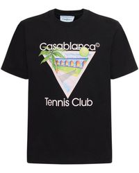 Casablancabrand - Tennis Club Icon Bedrukt Katoenen T-shirt In Zwart - Lyst