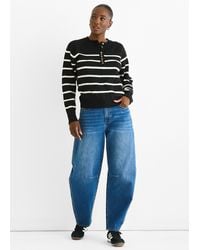 Gini London - Zwarte Recycle Streep Knopen Loose Fit Gebreide Trui - Lyst