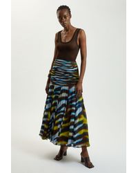 Karen Millen - Petite Viscose Georgette Animal Print Drop Hem Woven Maxi Skirt - Lyst