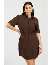 Brave Soul - Collared Button Down Mini Shirt Dress - Lyst