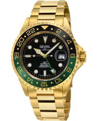 Gevril - Wall Street Gmt Swiss Automatic Sellita Sw330 Dial Ceramic Bezel, 316L Stainless Steel Ipyg Bracelet - Lyst