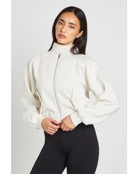Boohoo - Popper Detail Funnel Neck Sweat Bomber Sweatshirt - Lyst