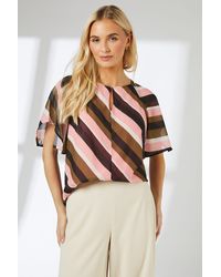 PRINCIPLES - Stripe Print Hanky Hem Sleeve Blouse - Lyst