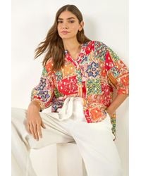 Roman - Foil Spot Patchwork Print Top - Lyst