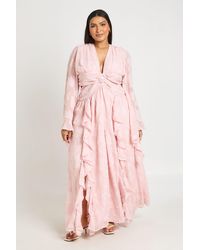 Boohoo - Plus Textured Split Cut Out Maxi Dress - Lyst