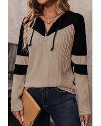 Azura Exchange - Hooded Colorblock Knit Sweater - Lyst