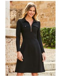 Sosandar - Ponte Collared Jersey Dress With Rose Zip Detail - Lyst