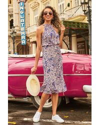 Sosandar - Abstract Print Stretch Waist Midi Jersey Dress - Lyst