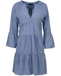 Conquista - Denim Style Embroidered A Line Dress - Lyst