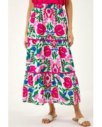 Roman - Floral Print Tiered Skirt - Lyst