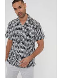 Threadbare - 'Mallace' Cotton Blend Zig Zag Revere Collar Short Sleeve Shirt - Lyst