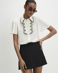 River Island - Blouse Angel Sleeve Scallop Collared - Lyst