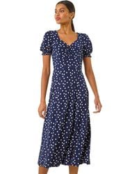 Roman - Spotted Sweetheart Stretch Midi Dress - Lyst