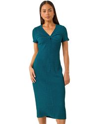 Roman - Petite Textured Twist Midi Dress - Lyst