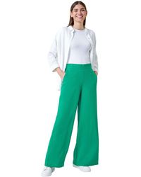 Roman - Linen Blend Wide Leg Trousers - Lyst