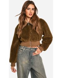 Boohoo - Teddy Faux Fur Bomber Jacket - Lyst