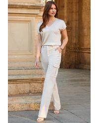 Sosandar - Ecru Straight Leg Cargo Trousers - Lyst