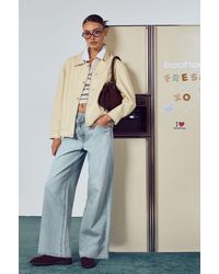 Boohoo - High Waist Crossover Waistband Wide Leg Jean - Lyst
