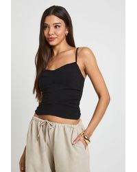Boohoo - Bengaline Ruched Side Strappy Corset Top - Lyst