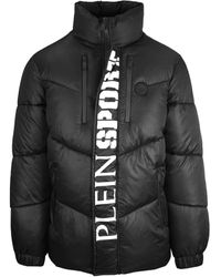 Philipp Plein - Bold Vertical Logo Glanzend Gepolsterte Schwarze Jacke - Lyst