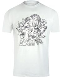 Roberto Cavalli - Tiger Floral Logo T-Shirt Cotton - Lyst