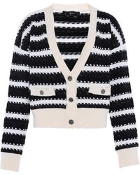 faina - Gebreid Vest Wol Wit Zwart - Lyst