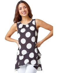 Roman - Polka Dot Frill Detail Top - Lyst