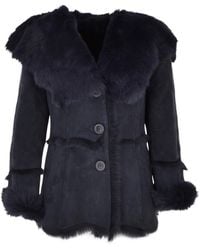 Ashwood Leather - 'Muna' Toscana Long Haired Shearling Jacket With Large Hood - Lyst