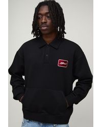 BoohooMAN - Heavyweight Oversized Boxy Embroidered Badge Polo Sweater - Lyst