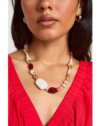 Boohoo - Resin Stone Detail Necklace - Lyst