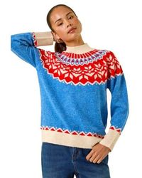 Roman - Petite Fairisle High Neck Knit Jumper - Lyst
