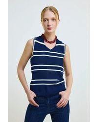 GUSTO - Sleeveless Striped Knit Top - Lyst