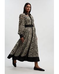 Karen Millen - Mono Cutwork Woven Maxi Shirt Dress - Lyst