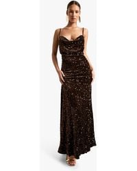 Boohoo - Velvet Sequin Cowl Neck Slip Maxi Dress - Lyst