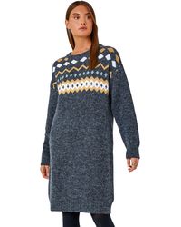 Roman - Nordic Print Knitted Jumper Dress - Lyst