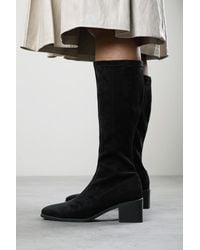 Where's That From - Ezzira Square Low Block Heel Stretch Knee High Boots - Lyst