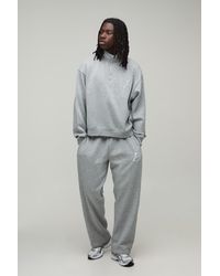 BoohooMAN - Oversized Boxy Embroidered B 1/4 Zip Sweatshirt & Straight Leg Tracksuit - Lyst