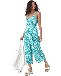 D.u.s.k - Floral Print Belted Jumpsuit - Lyst