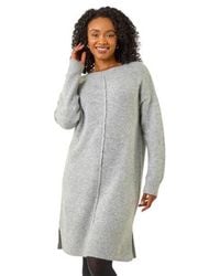 Roman - Petite Knitted Pintuck Shift Dress - Lyst