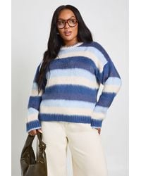 Boohoo - Plus Brushed Stripe Oversized Sweater - Lyst