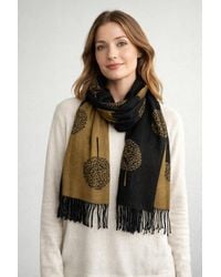 SVNX - Tree Print Cashmere Blend Scarf With Tassels - Lyst