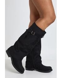 Boohoo - Buckle Detail Foldover Knee High Boots - Lyst
