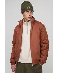 BoohooMAN - Regular Fit Funnel Neck Nylon Mono Padded Bomber Jacket - Lyst