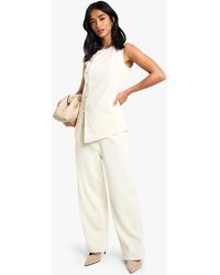 Boohoo - Petite Cord Wide Leg Trouser - Lyst